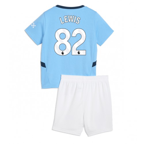 Fotbalové Dres Manchester City Rico Lewis #82 Dětské Domácí 2024-25 Krátký Rukáv (+ trenýrky)